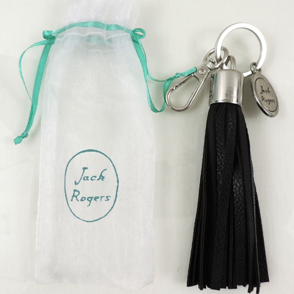 Jack Rogers Tassel Key Fob Key Chain Bag Purse Tassel Charm Black